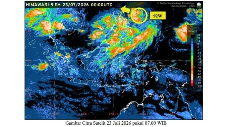 Muncul Bibit Siklon Tropis 92W, Masyarakat Diimbau Waspada Cuaca Ekstrem