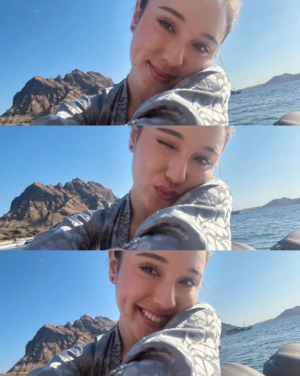 Yasmin Napper pakai kebaya di Pulau Padar