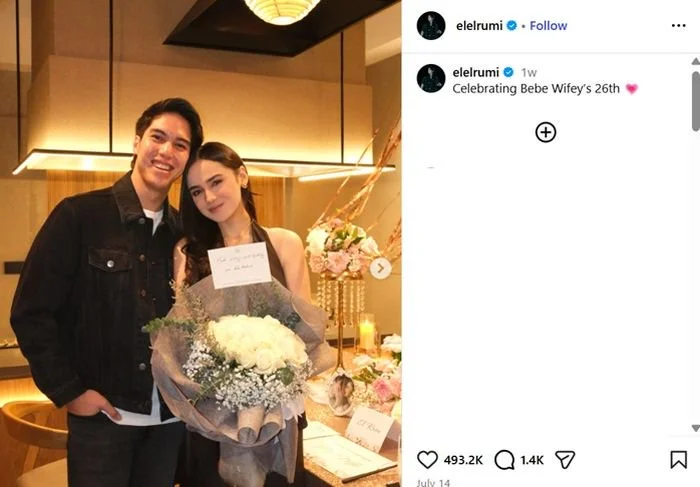 Unggahan El Rumi pada hari ulang tahun Syifa Hadju yang dikomentari Maia Estianty.