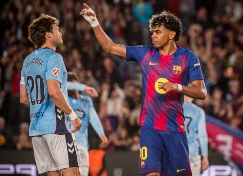 Lamine Yamal di laga Barcelona vs Celta Vigo. (Foto: Instagram/fcbarcelona)