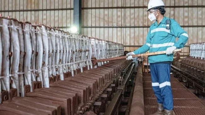 Filter press untuk memisahkan fraksi padat dan cair dari tailing HPAL. (Dok: Harita Nickel)