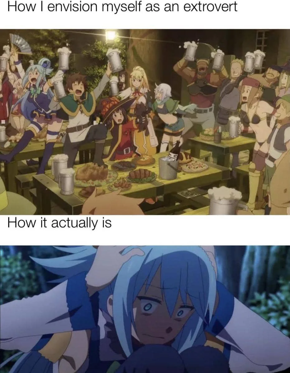 meme anime tentang baterai sosial