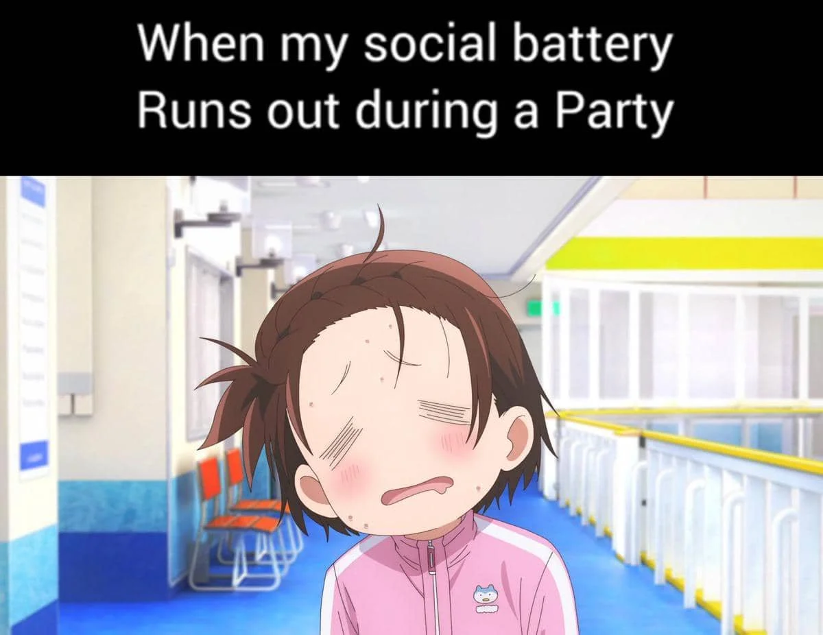 meme anime tentang baterai sosial