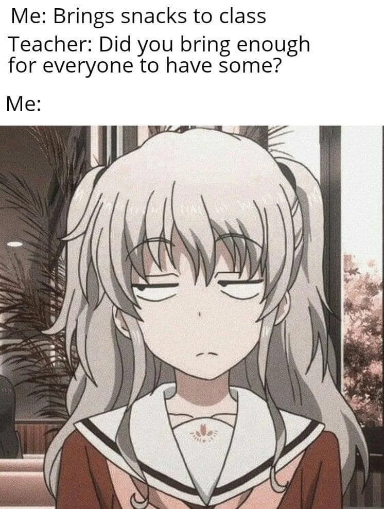 meme anime tentang camilan