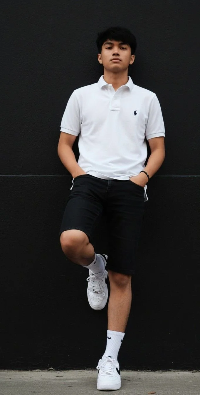 polo shirt + chino shorts