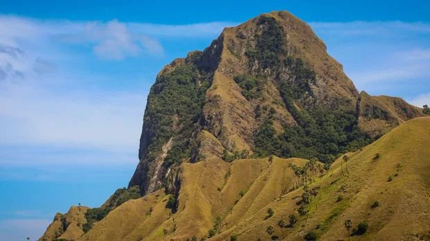 The dramatic hills of Nuca Molas Island, reminiscent of Jurassic Park in West Manggarai, East Nusa Tenggara, Indonesia