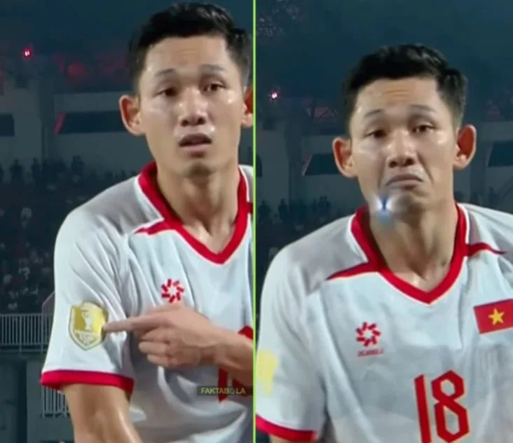 Viral, Selebrasi Badge Emas Nguyen Hai Long usai Bobol Gawang Indonesia