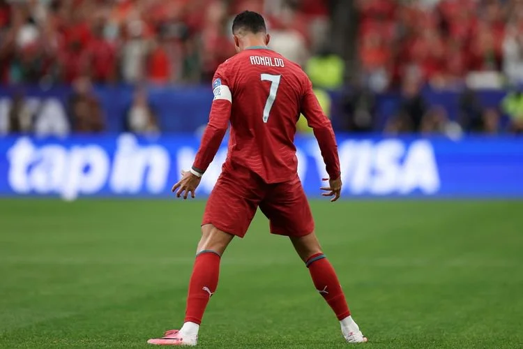 Cristiano Ronaldo merayakan gol dalam pertandingan Grup K Portugal vs Uzbekistan di Piala Dunia 2026 di Stadion Houston di Houston, Amerika Serikat, 23 Juni 2026. (Xinhua/Li Ming)