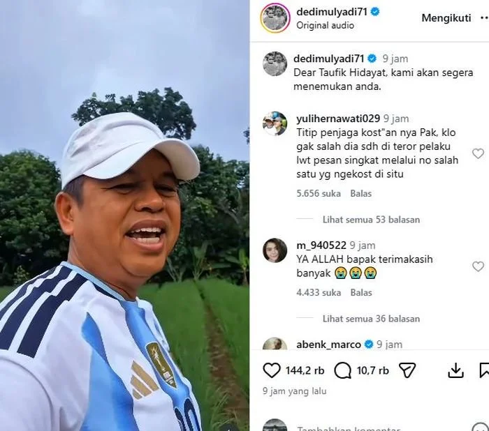 Gubernur Jawa Barat, Dedi Mulyadi gelar sayembara Rp250 juta untuk tangkap Taufik Hidayat, pelaku penyekapan wanita di Bandung.