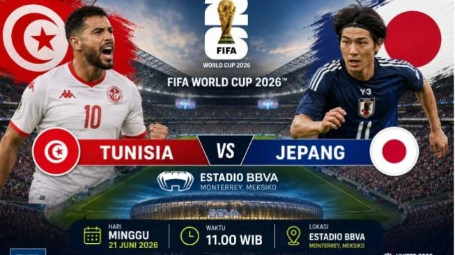 Ilustrasi AI Laga Tunisia vs Jepang Piala Dunia 2026 (ChatGPT)