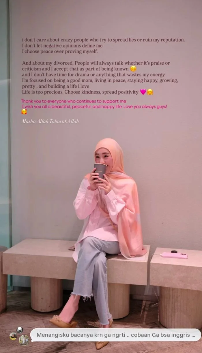 Instagram story Larissa Chou tentang proses perceraiannya dengan Ikram Rosadi.