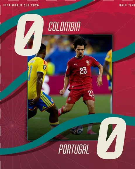 Laga Timnas Kolombia vs Portugal berakhi 0-0 di babak pertama Portugal. (Foto: X/@selecaoportugal)