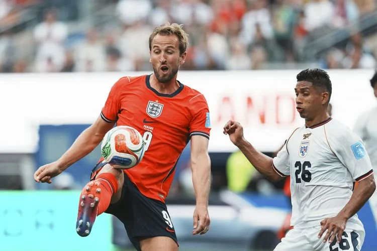 Harry Kane beraksi dalam pertandingan Grup L antara Panama dan Inggris di Stadion New York New Jersey di New Jersey, Amerika Serikat, 27 Juni 2026.