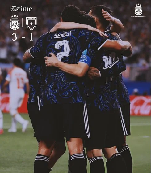 Timnas Argentina menang 3-1 atas Yordania. (Foto: X/@AFASeleccionEN)
