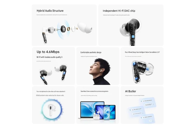 Vivo TWS 5 Pro dibekali sejumlah fitur unggulan, mulai dari audio lossless via WiFi, chip DAC Hi-Fi, active noise cancellation (ANC) hingga 60 dB, hingga fitur berbasis AI.