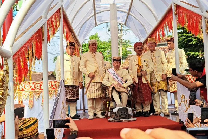 Tokoh Adat Lampung Jelaskan Makna Jokowi Menginjak Kepala Kerbau saat Terima Gelar Kehormatan