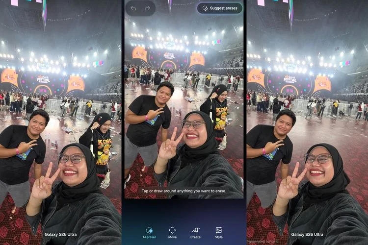 AI eraser Samsung Galaxy S26 Ultra jadi penyelamat foto dari photobomb.