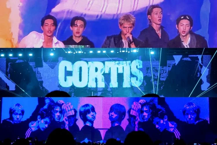 Boyband Cortis tampil di Indonesia Arena, Sabtu (20/6/2026).