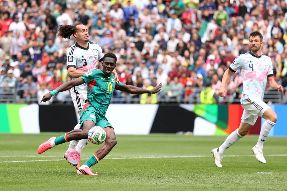 Penyerang Timnas Senegal Ismaila Sarr mencetak gol kedua timnya dalam pertandingan babak 32 besar Piala Dunia FIFA 2026 antara Timnas Belgia dan Senegal di Seattle Stadium di Seattle, Washington, Kamis (2/7/2026) dini hari WIB.