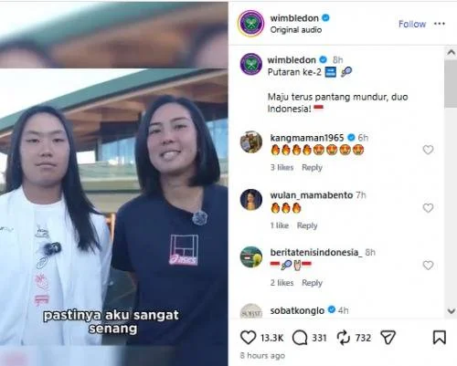 Aldila dan Janice Tjen siap tempur di babak kedua Wimbledon 2026. (Foto: Instagram/@wimbledon)