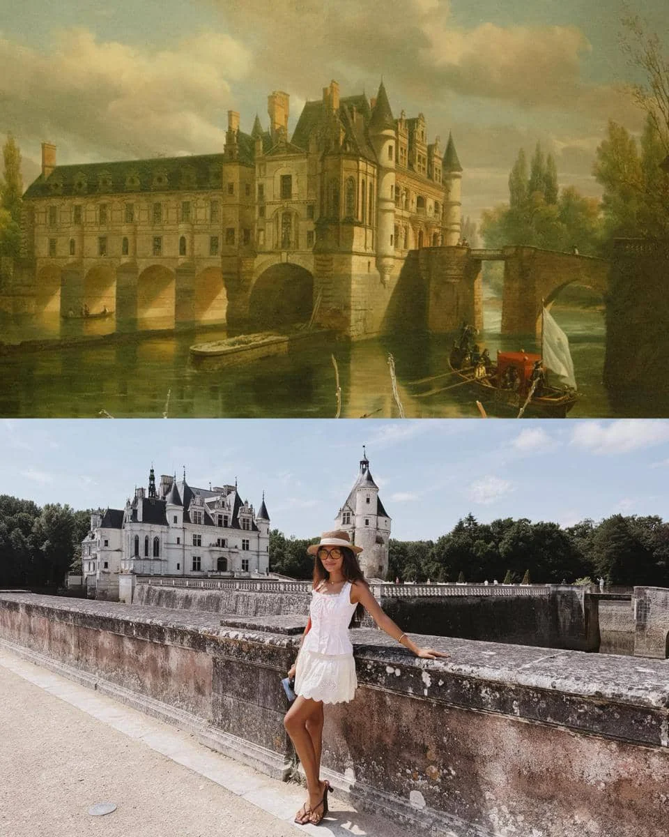 Novia Bachmid berkeliling kastil Château de Chenonceau