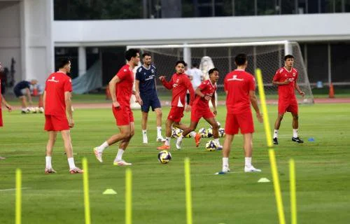 Sesi latihan Timnas Indonesia jelang FIFA Series 2026 (Foto: Okezone/Isra Triansyah)