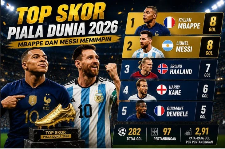 Top Skor Piala Dunia 2026: Mbappe dan Messi Memimpin