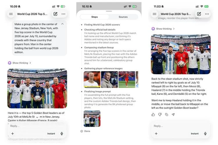 Tampilan prompt Meta AI ketika membuat gambar lima pemain dengan poin gol terbanyak di Piala Dunia 2026.

