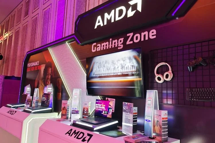 Ilustrasi laptop yang ditenagai prosesor AMD