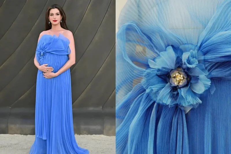 Detail Look Bumil Anne Hathaway di Premiere The Odyssey, Biru Laut!