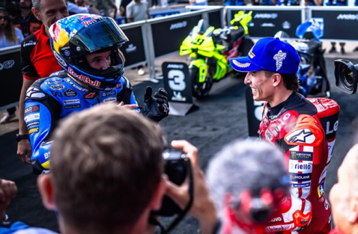 Marc Marquez (kanan) pemenang Sprint Race MotoGP Jerman 2026. (Foto: Instagram/@ducaticorse)