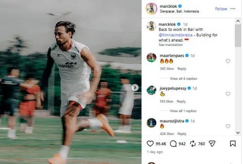 Marc Klok berlatih keras bersama Timnas Indonesia jelang Piala AFF 2026. (Foto: Instagram/@marcklok)