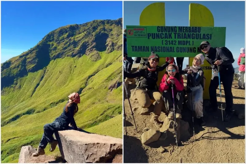 10 Potret Bella Graceva Mendaki Gunung Merbabu Bareng Sahabat