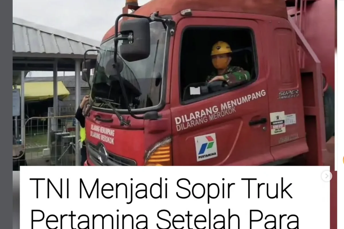 Tangkapan layar. Pertamina Buka Suara soal TNI Jadi Sopir Truk Tangki