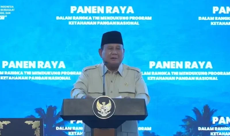 Pidato Lengkap Prabowo Saat Hadiri Panen Raya TNI di Malang