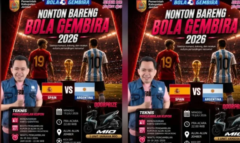 Pemkab Jember Siapkan Doorprize Sepeda Motor untuk Nobar Final Piala Dunia di Alun-Alun