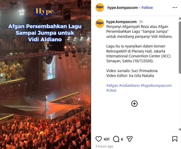 Afgan persembahkan lagu Sampai Jumpa untuk Vidi Aldiano di konser Retrospektif: The Concert.