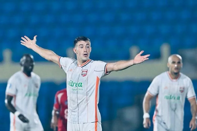 Pemain asing Borneo FC Mariano Paralta saat laga pekan ke-33 Super league 2025-2026 melawan Persijap Jepara di Stadion Gelora Bumi Kartini, Minggu (17/5/2026) malam.