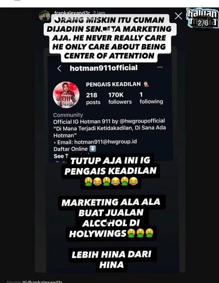 Frank Hutapea kritik Hotman 911 yang menurutnya hanya senjata marketing.