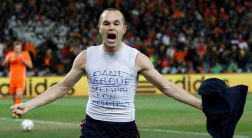 Andres Iniesta cetak gol kemenangan Spanyol atas Belanda di final Piala Dunia 2010